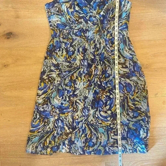 Anthro Moulinette Soeurs Oak Apple 100% Silk Dress Size 12 Blue - Picture 13 of 15